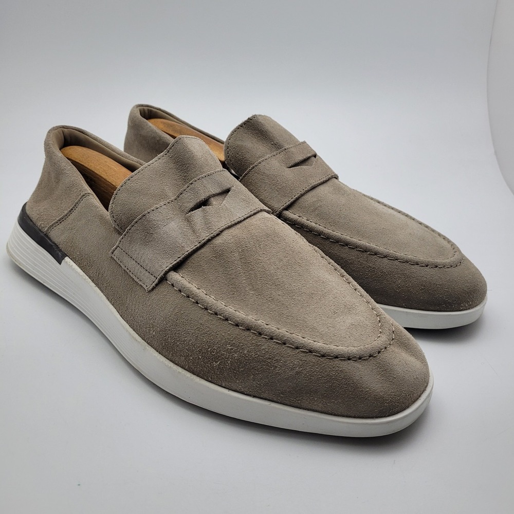 Wolf & Shepherd Crossover Mens Penny Loafers Sz 11 M Stone Suede Gray Slip‎ On